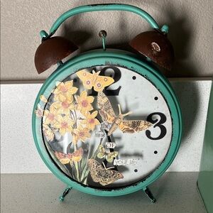 Butterfly Motif Turquoise and Brown Wall Clock